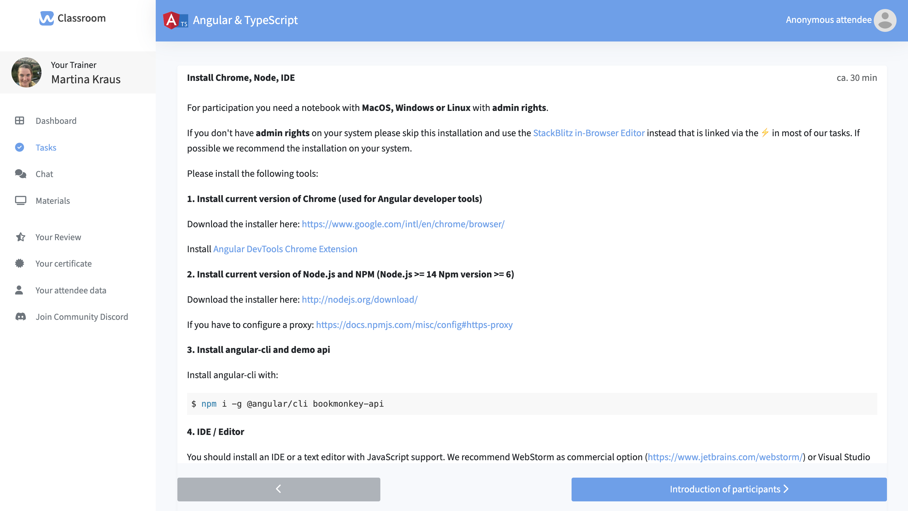 Virtual Classroom - Interaktive Aufgaben